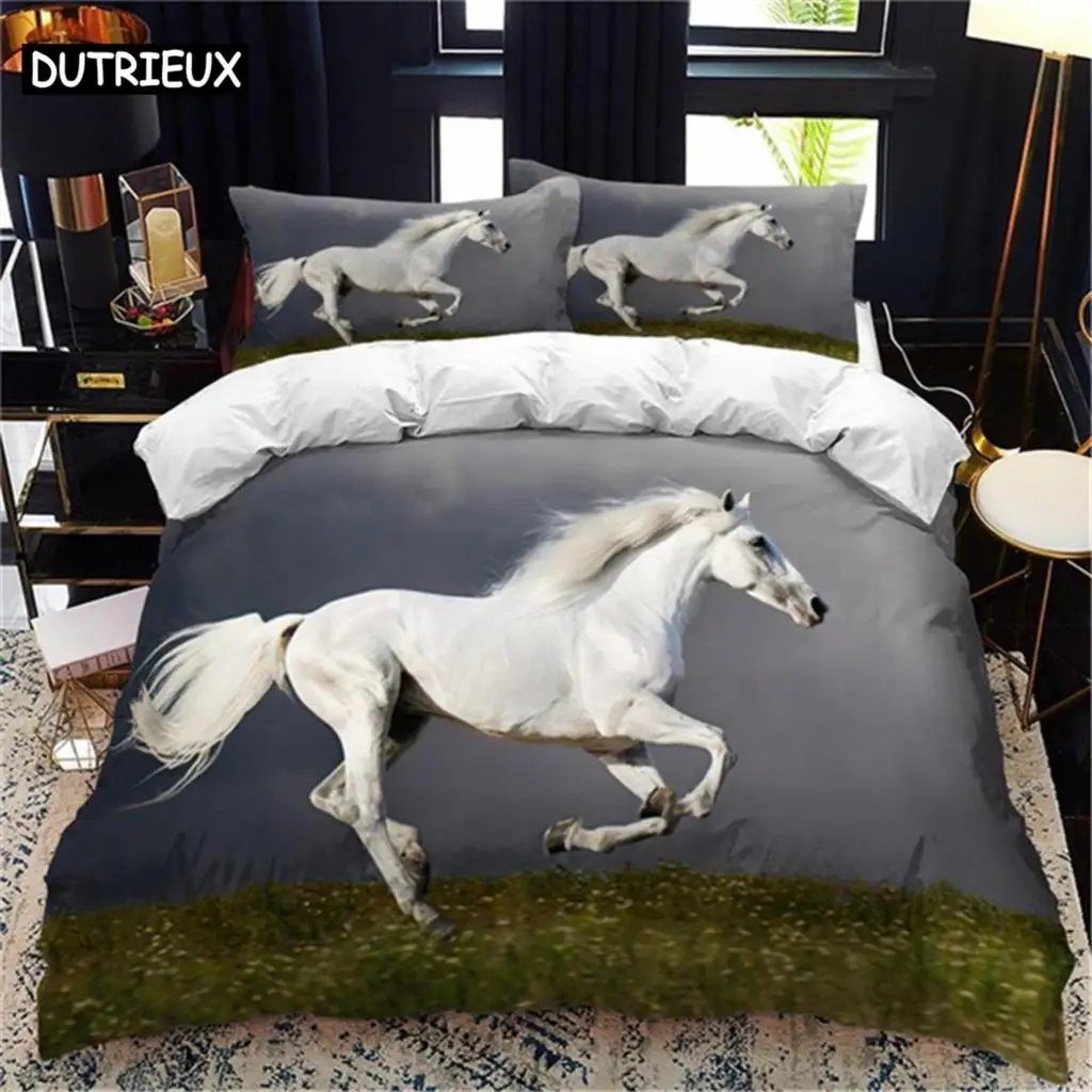 

Horses Printed Duvet Cover Set Twin Full Queen King Bedding Comforter Bedspread Soft Lightweight Quilt Animals Home Textile