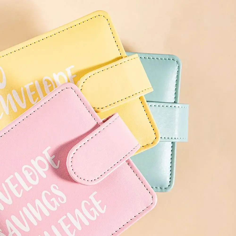 Libro de desafío para ahorrar dinero de cuero PU, carpeta pequeña de hojas sueltas de gran capacidad con sobres para efectivo, impermeables, con múltiples bolsillos