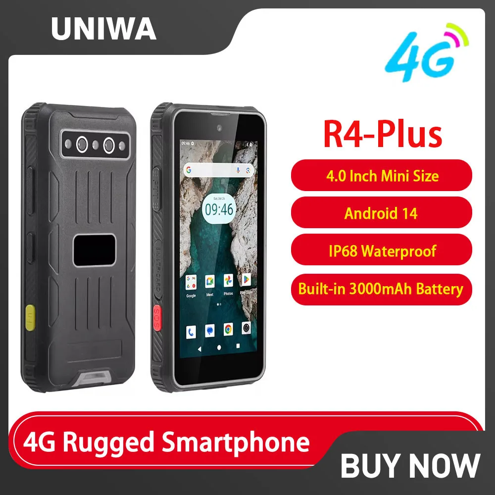 

UNIWA R4001 4G Rugged Smartphones Android 14 Octa Core 4GRAM+64GROM 4.0 inch Mobile Phones 3000mAh 16MP NFC Cell Phone Cheap