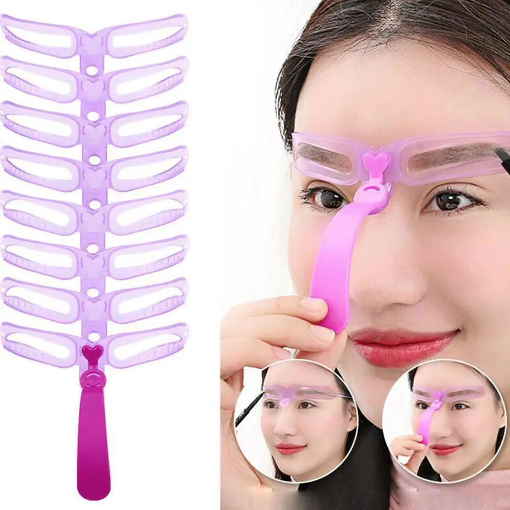 NEW High-end 8 In 1 Reusable Eyebrow Stencil Beauty Shape Makeup Brow Brow Stamp Grooming Template Eyebrows Definition Card O7L8