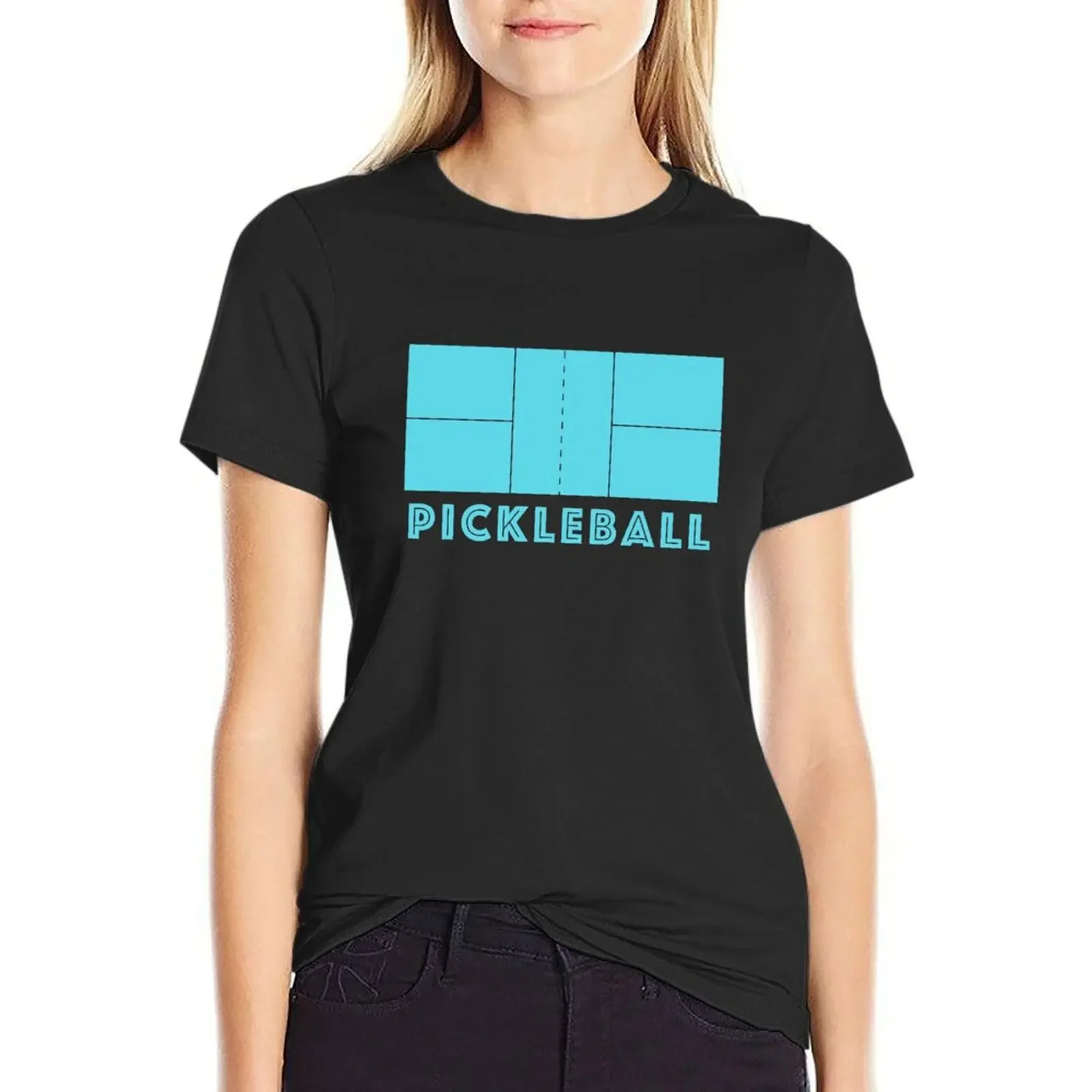 

Pickleball Court Gear Light Blue T-Shirt quick-drying sports fans funnys funny white t-shirt dress for Women sexy