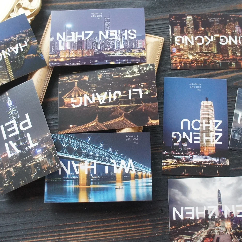 

15pcs Night In Chinese Cities Design As Post Card Gift Greeting Cards Gift Party Invitation Scrapbooking Use