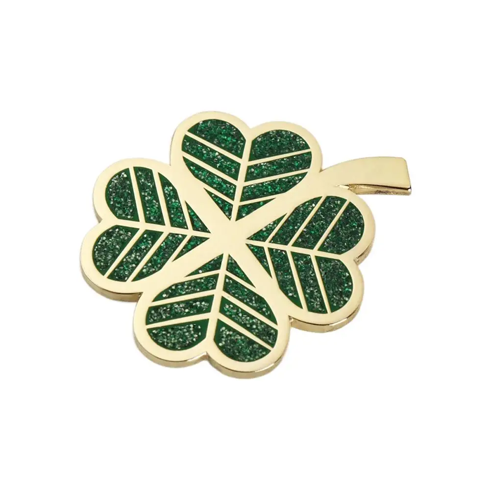 Аксессуары Lucky Grass Ball Жетон Зажим для шляпы Гальванический золотой маркер для мяча для гольфа Зажим для шляпы для гольфа Четырехлистный клевер Зажим для кепки для гольфа