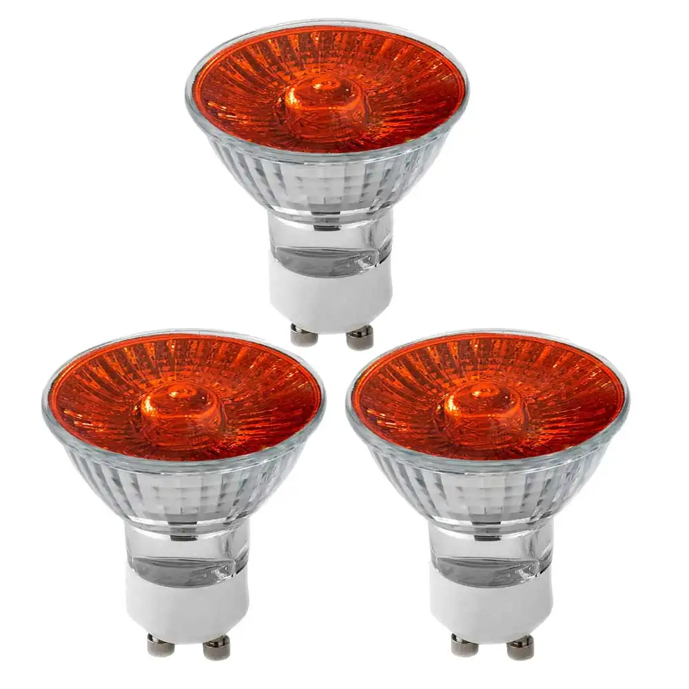 3-Pack 35W 230V GU10 Bulb Amber Tempering Glass Cover Ideal for Candle Lamp Warmer Halogen Light Bulb Simulated Fireplace Light