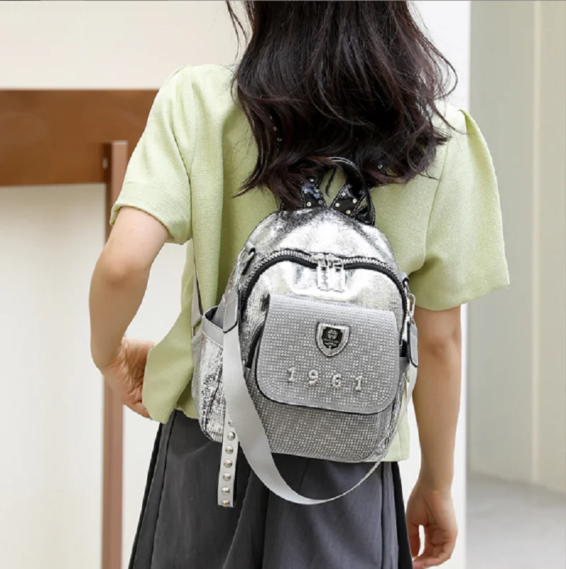 New Women Fashion Luxury Multifunctional Travel Backpack Leather High Capacity Double Zipper Shoulder Bags Girls School Bag