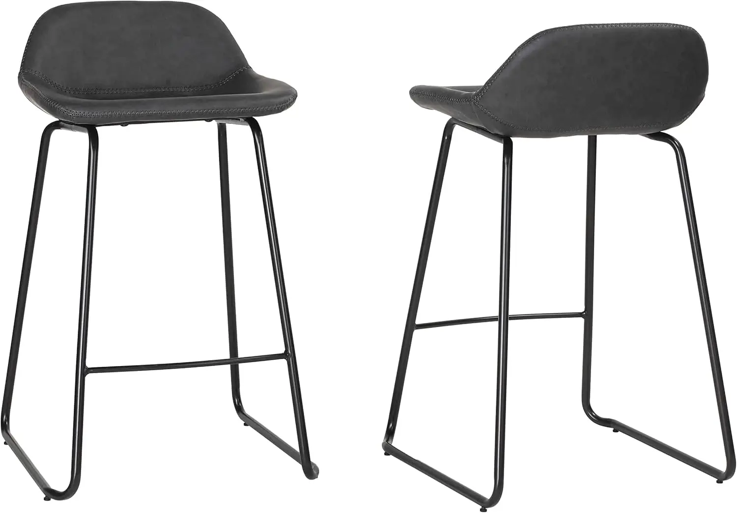 

Ava Counterstools In Charcoal Bla Faux Leather (Set Of 2)