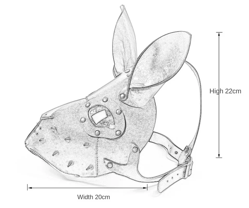 หน้ากากฮาโลวีนสามมิติลายกระต่ายแนวเทศกาลสตีมพังก์หน้ากากหนังกระต่าย3D หน้ากากคอสเพลย์กระต่าย PU