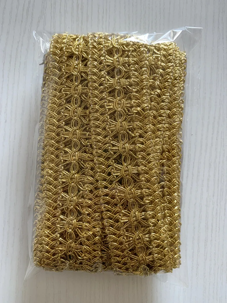 5m/16.4ft Lace Golden Silver Trim Ribbon HanMade DIY Sewing Centipede Wedding Craft Curtain Clothes Accessories Party Home Deco
