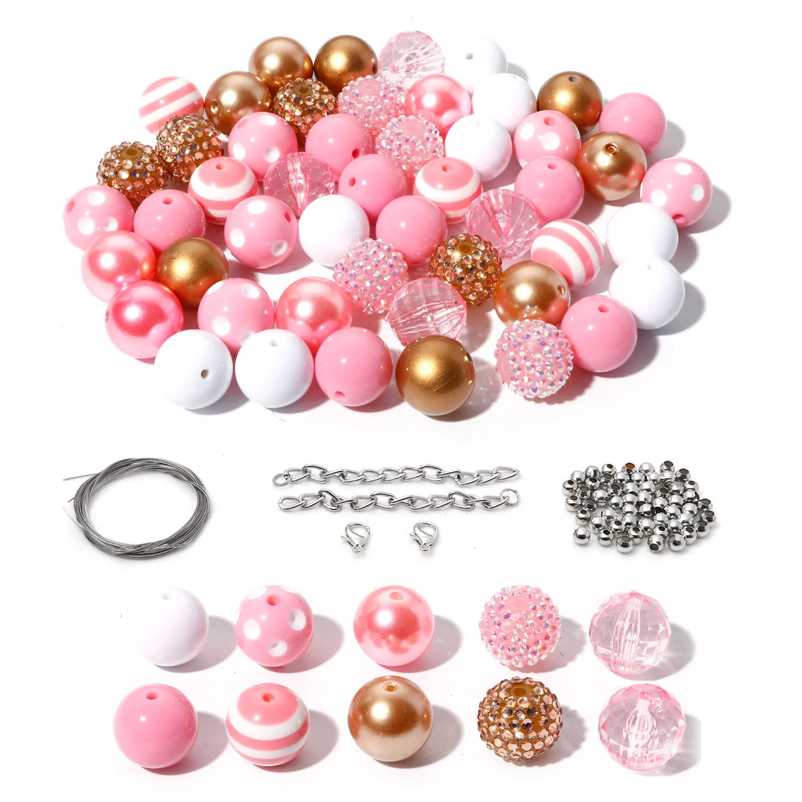 Perline acriliche multicolori kit fai da te per collana di braccialetti creazione di gioielli accessori fatti a mano kit di gioielli con perline distanziatrici rotonde, 1Set