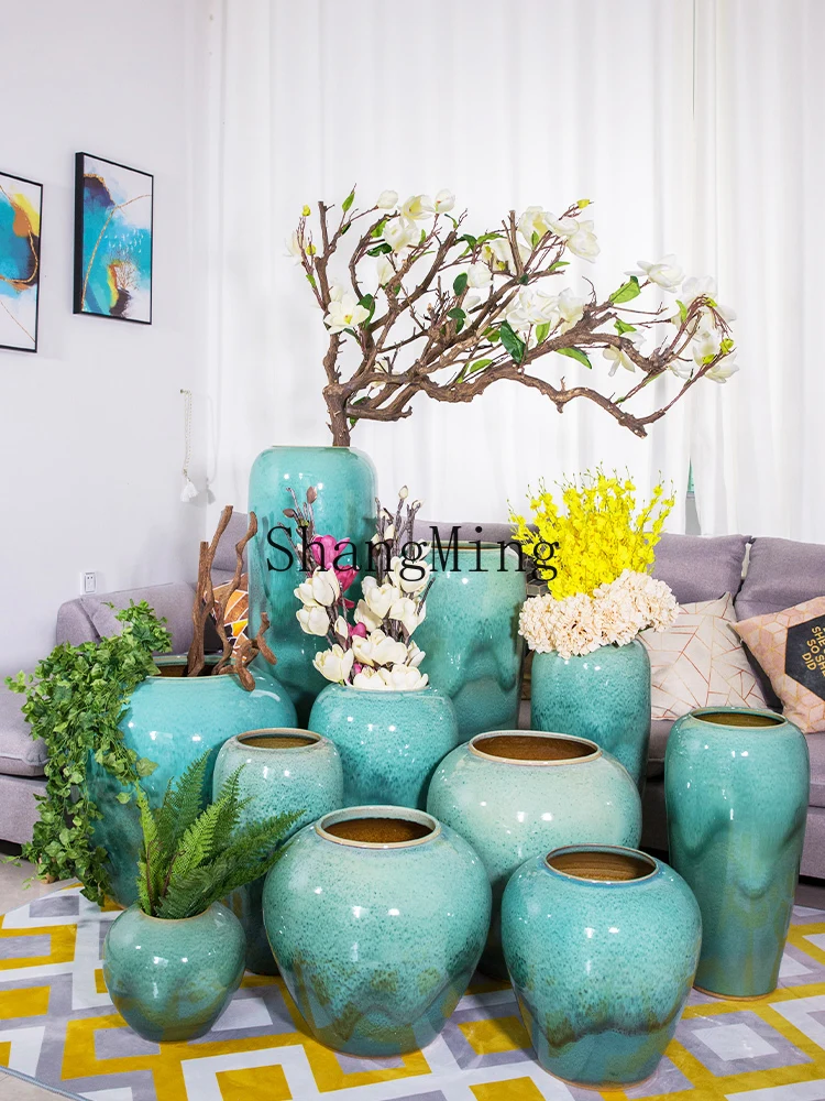

CL Modern Minimalist Living Room Handmade Ceramic Pot Large Floor Vase Entrance Flower Arrangement Decoration Ornament