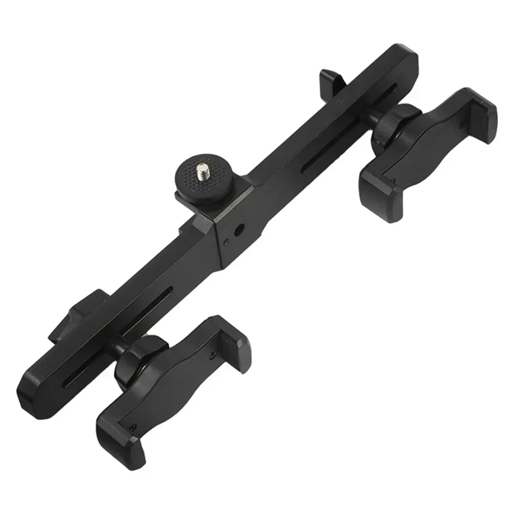 Universal Microphone Stand Double Cell Phone Tablet Holder Tablet Clamp 1/4in Adapter Multi-purpose Live Broadcast Bracket - Image 3