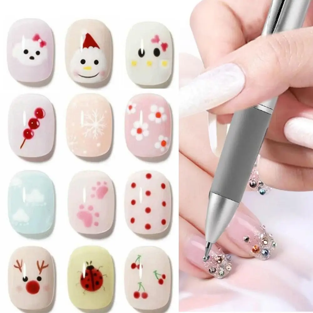 

5-in-1 Nail Art Dotting Pen DIY 0.8/1.0/1.6/2.0mm Nail Nail Dot Paint Pen Wavy Dot Multi-Tip Nails Art Ballpoint Pen