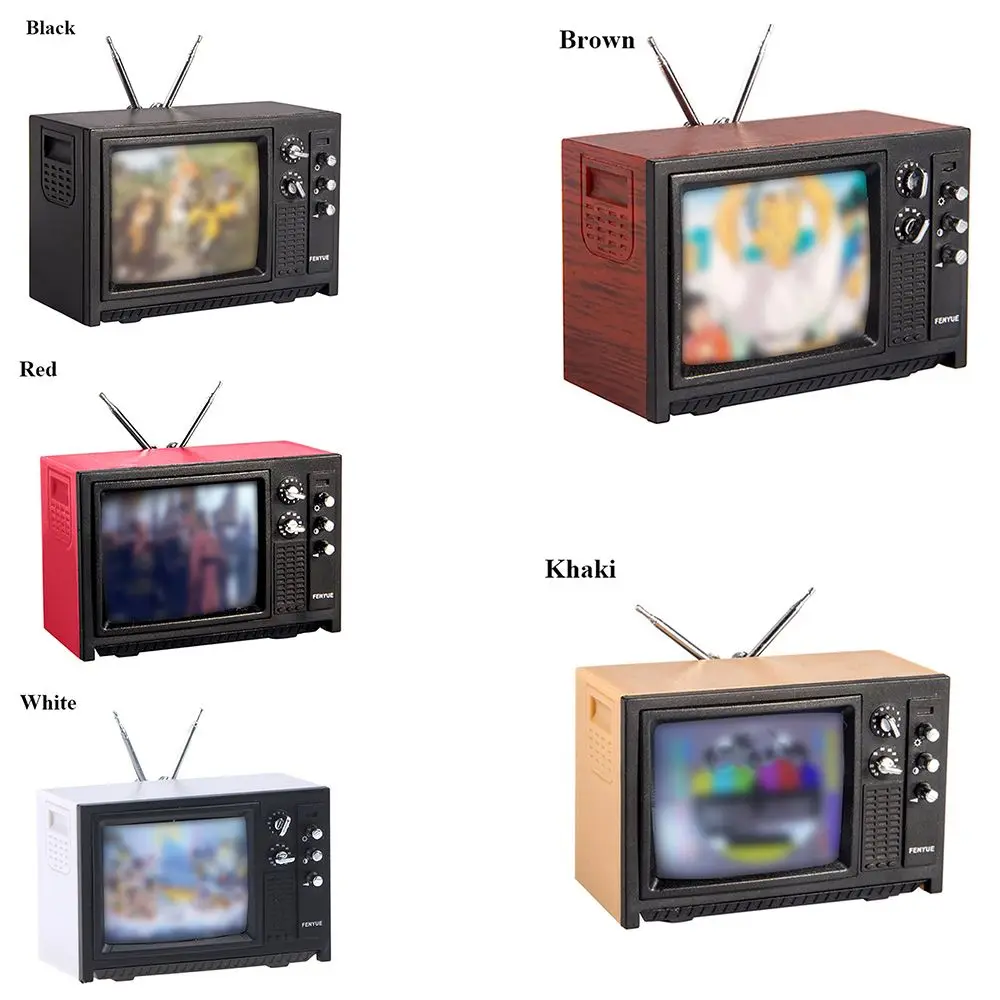 Ornamenti televisivi mobili di simulazione in miniatura 1:12 casa delle bambole Mini giocattolo TV portatile retrò per la decorazione della stanza delle bambole BJD