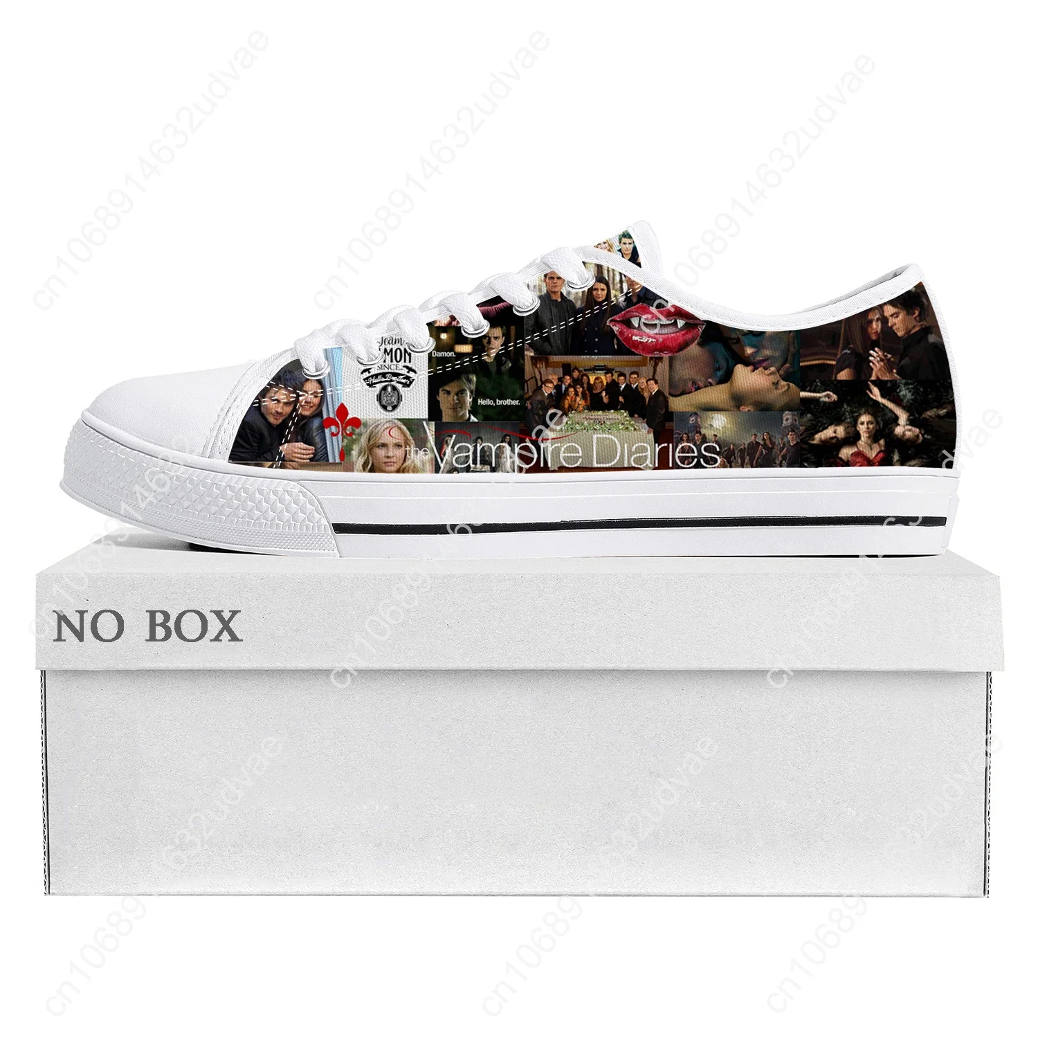 Damon Salvatore-Baskets basses en toile pour hommes et femmes, chaussures de couple personnalisées, chaussures de rencontre pour adolescents, The Vampire Diaries, haute qualité