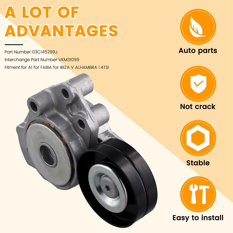 Car Drive Belt Automatic Tensioner 03C145299J VKM31099 For  A1 SKODA FABIA SEAT IBIZA V ALHAMBRA 1.4TSI