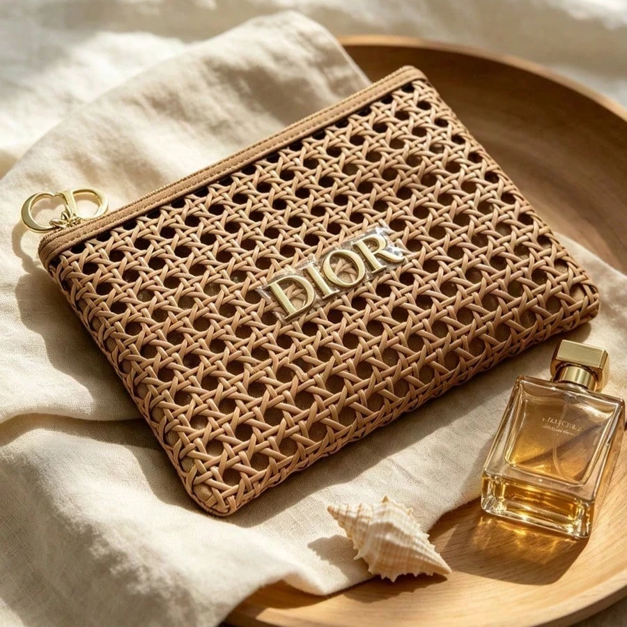 Women Bags Dior - DIOR Tasche Damen Rattan-Gewebe Kosmetiktasche Tragbare