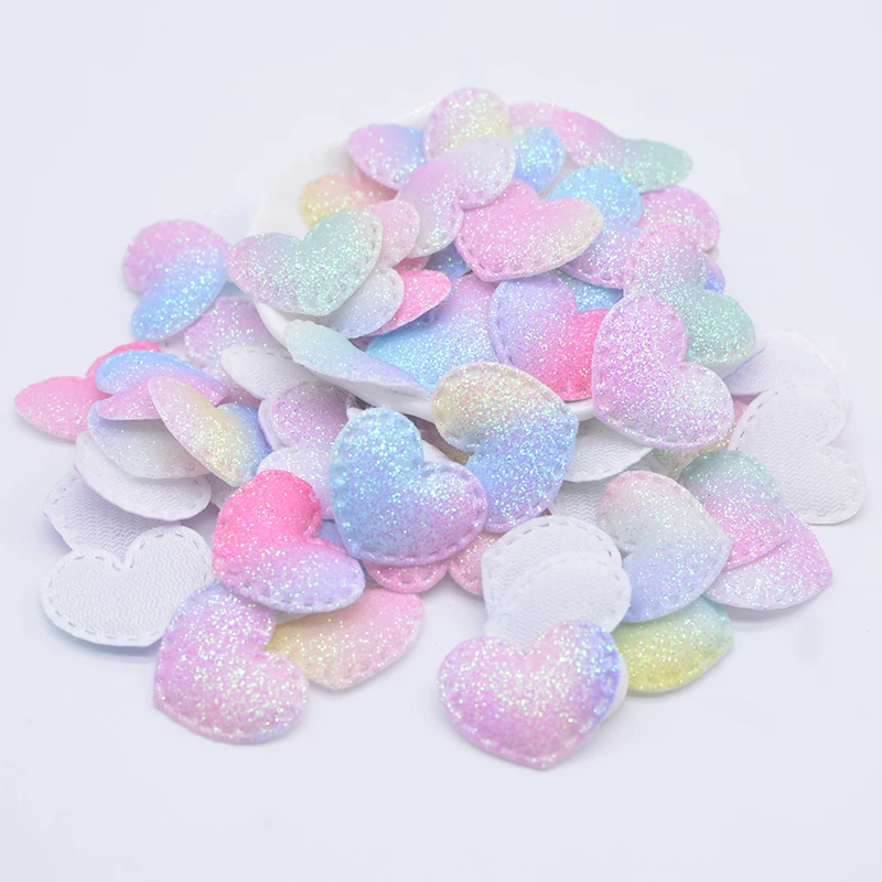 100Pcs Glitter Heart Star Crown Rabbit Flower Applique for Clothes Hat Sewing Supplies DIY Headwear Bow Accessories Patches