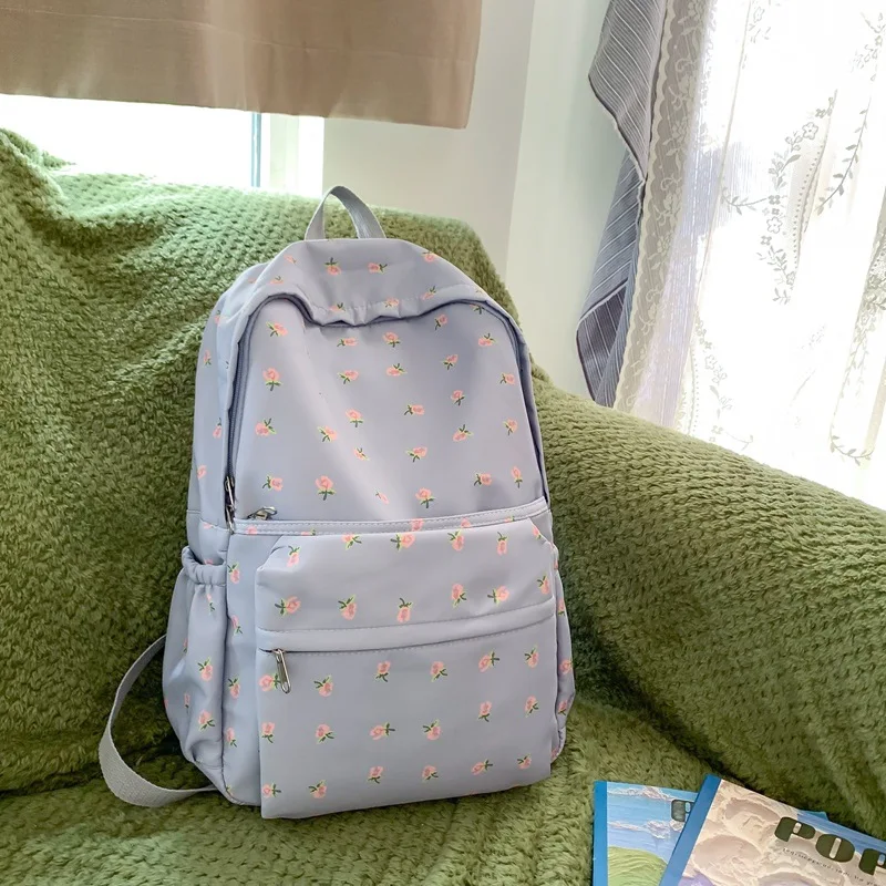 Sac à Dos Imprimé Floral pour Femme et Fille, Style Frais, Grande Capacité, Sacs d\'École pour Étudiants, Cartable de Voyage, 2023