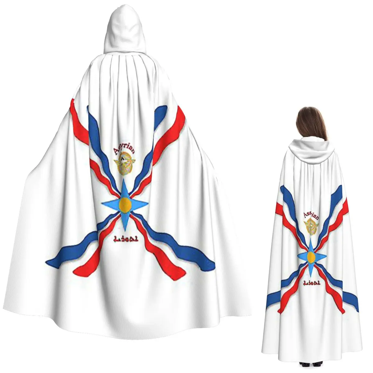

Роскошный ассирийский флаг Суриоо, длинный плащ с капюшоном, средневековый костюм ведьмы, накидка для косплея, для Хэллоуина, для взрослых, унисекс