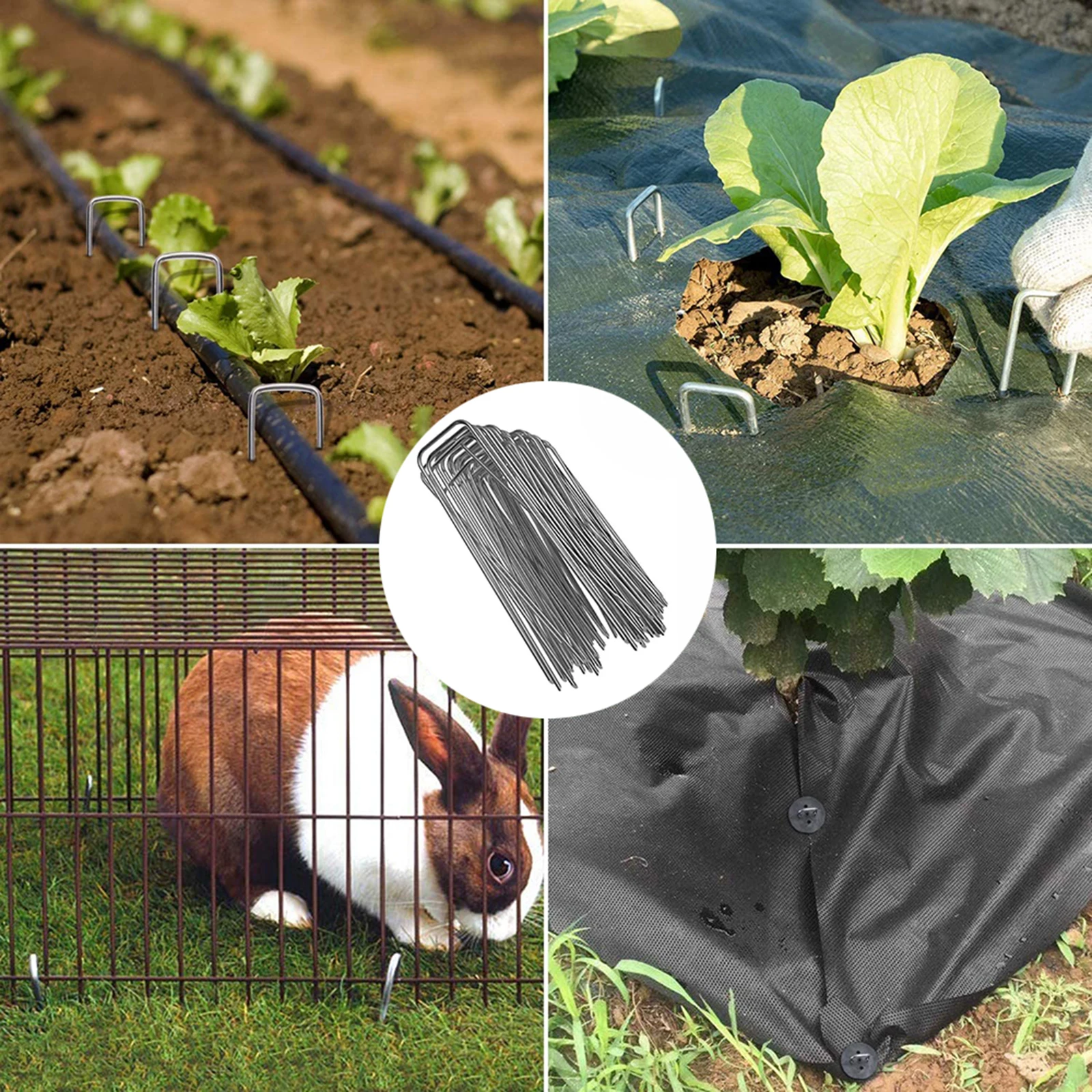 Weed Barrier Stakes Pins Landscape Staples 6 inch Heavy Duty Galvanized  Gardening Yard Sod Fencing Tack