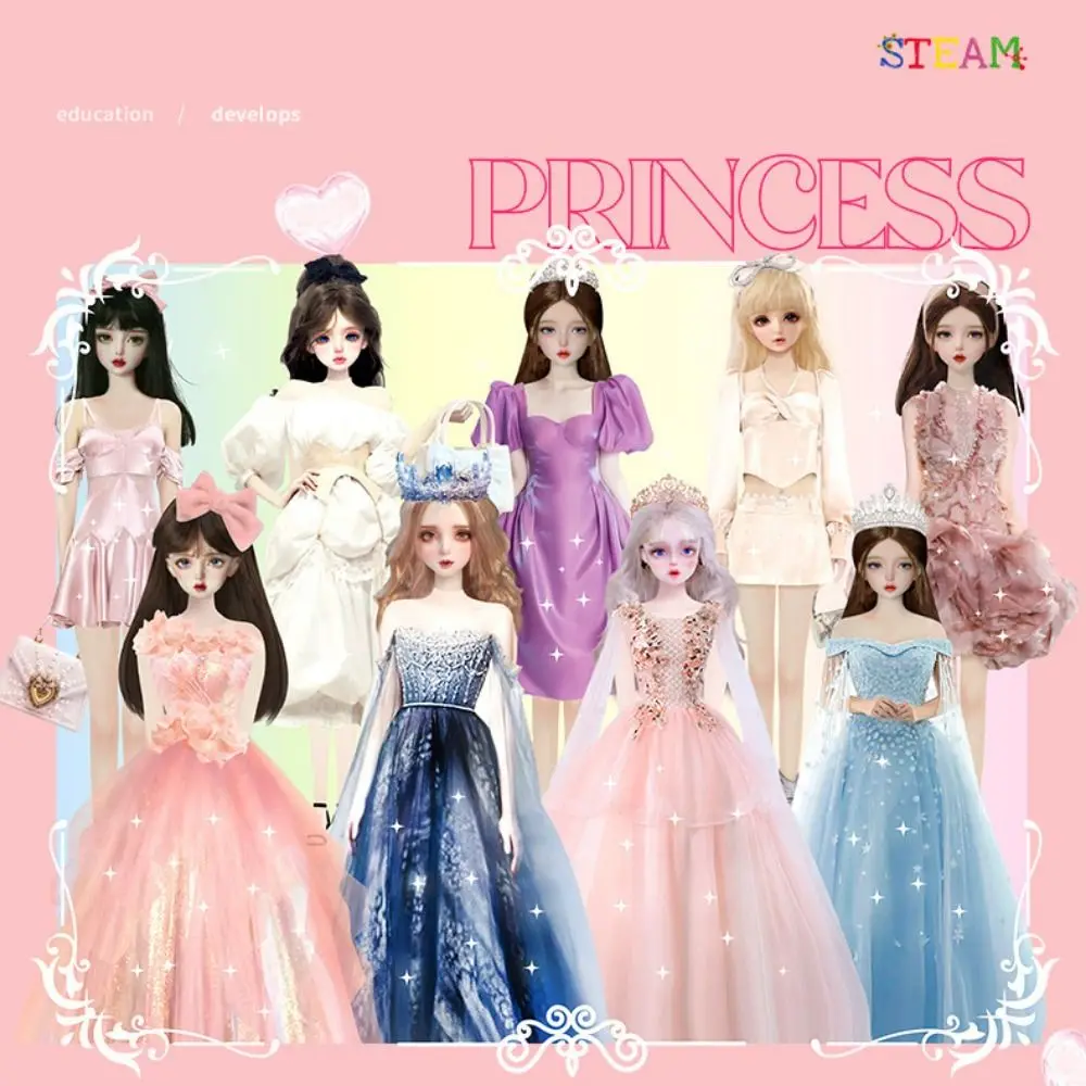 No Cutting Paper Doll House Girl DIY Toy Play Repeatedly Paper Doll Quiet Book Sparkling Handmade DIY Cute Princess Book