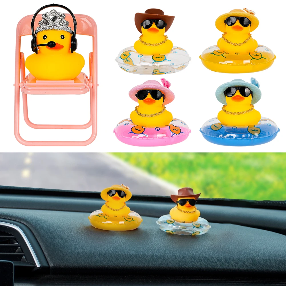 Christmas Rubber Ducks Yellow Ducky Car Ornament Dashboard Decor Cute Squeak Duckies Ornaments Interior Accessories