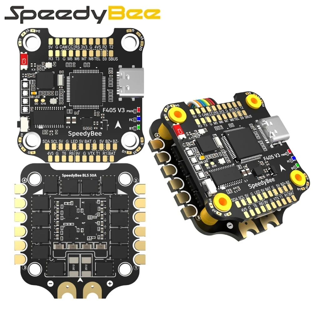 

SpeedyBee F405 V3 3-6S 30X30 FC&ESC FPV Stack BMI270 F405 Flight Controller BLHELIS 50A 4in1 ESC for FPV Freestyle Drone Model