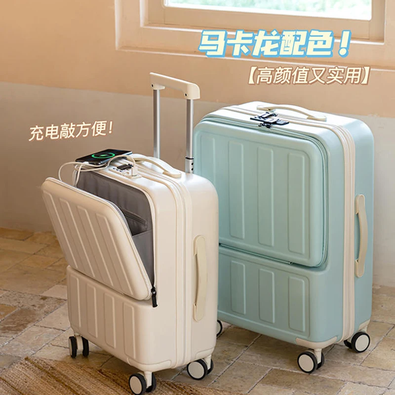 Charging suitcase 2023 new female small lightweight multifunctional travel pull-rod box password suitcase male