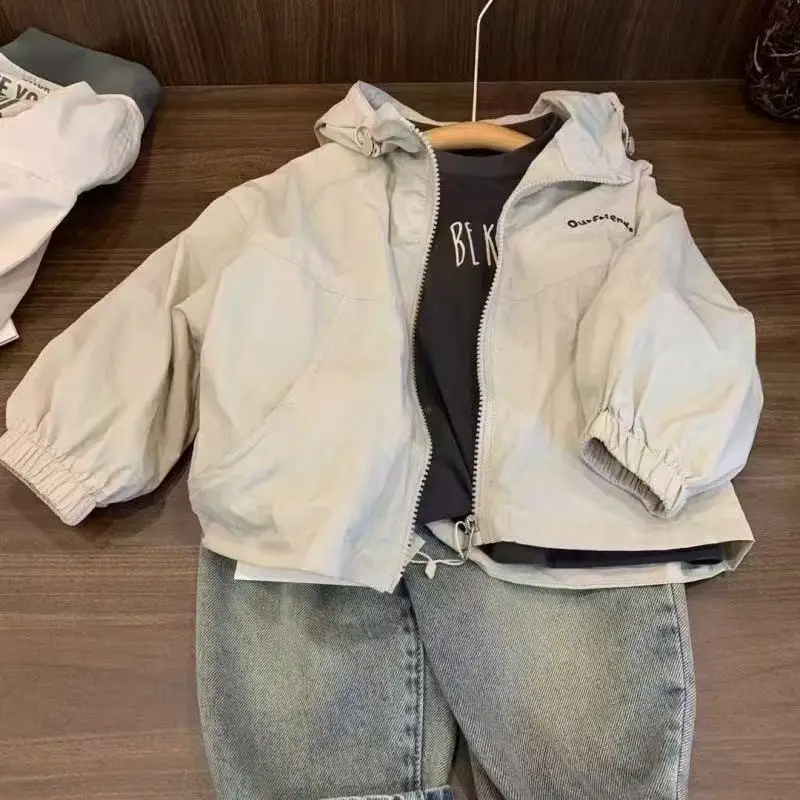

2025 New Children's Jacket Spring and Autumn Fashionable Boys' Casual Thin Hooded Korean Coat 90-140CM
