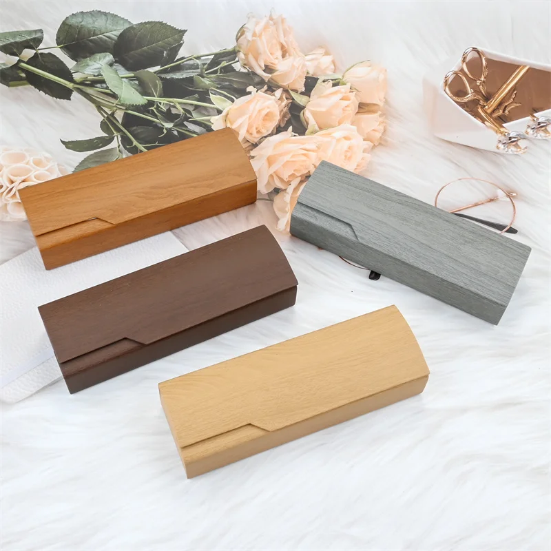 PU Leder Nachahmung Holzmaserung Brillenetui Lesebrillenetui Myopie Brillenetui Hard Box Unisex Sonnenbrille Container Geschenk
