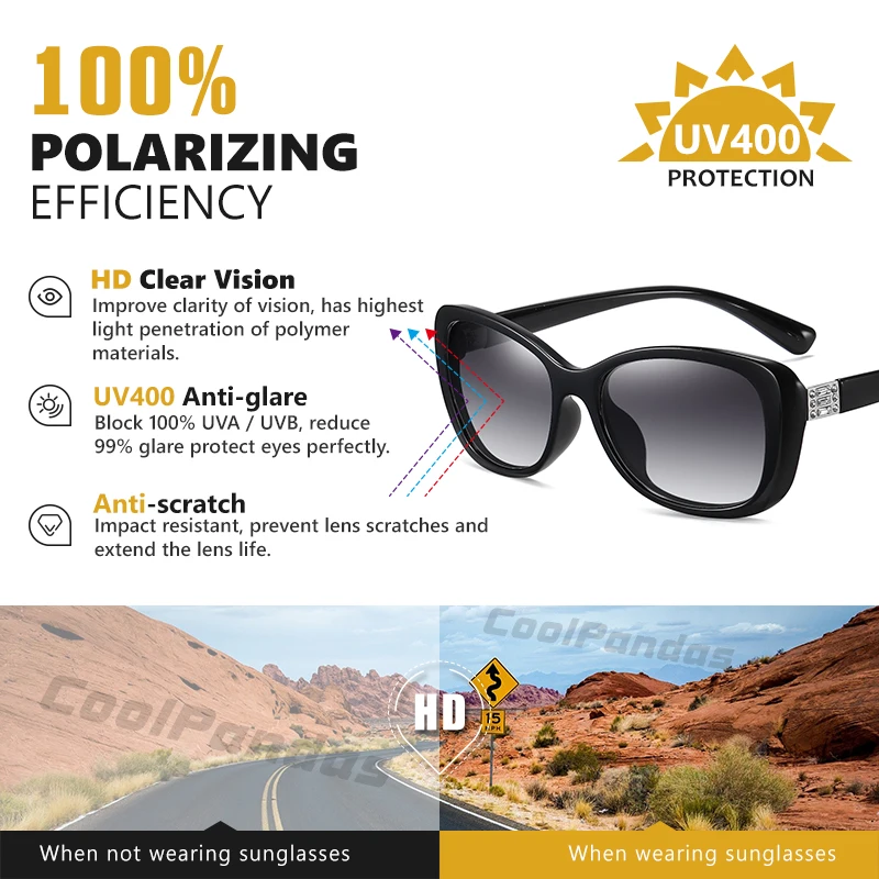 New Luxury Brand Diamond Gradient lens Sunglasses Women Polarized Glasses Driving Anti-glare Sun Glasses oculos de sol feminino