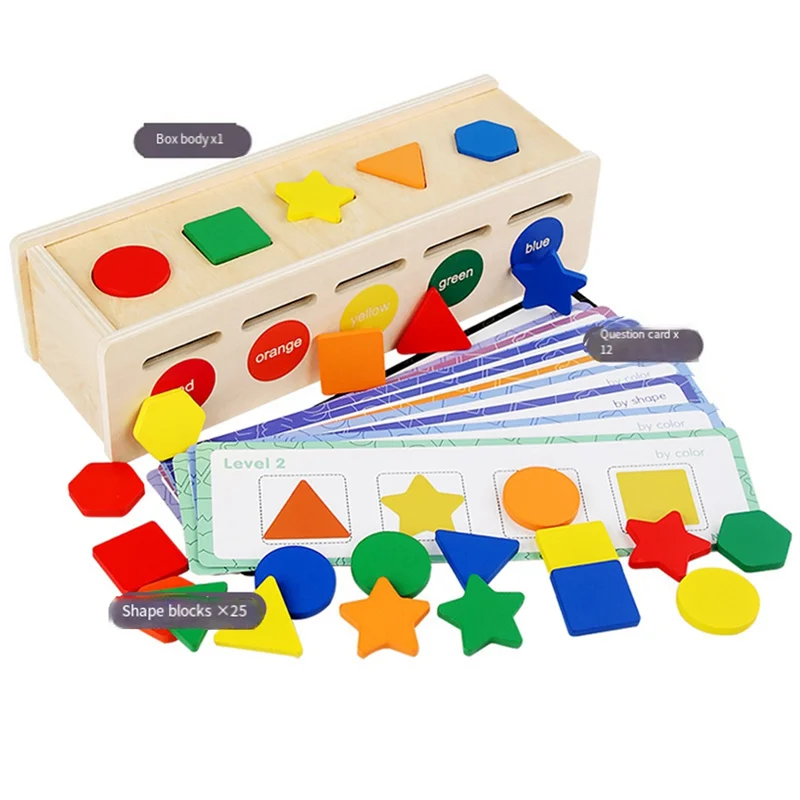 B05B-Montessori Scatola di abbinamento per l'apprendimento dell'ordinamento dei colori e delle forme per i più piccoli di 1-3 anni