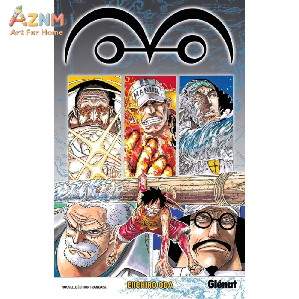 AZNM Unframed Canvas Print One Piece Anime Manga Wall Art Luffy Characters Poster Home Decor