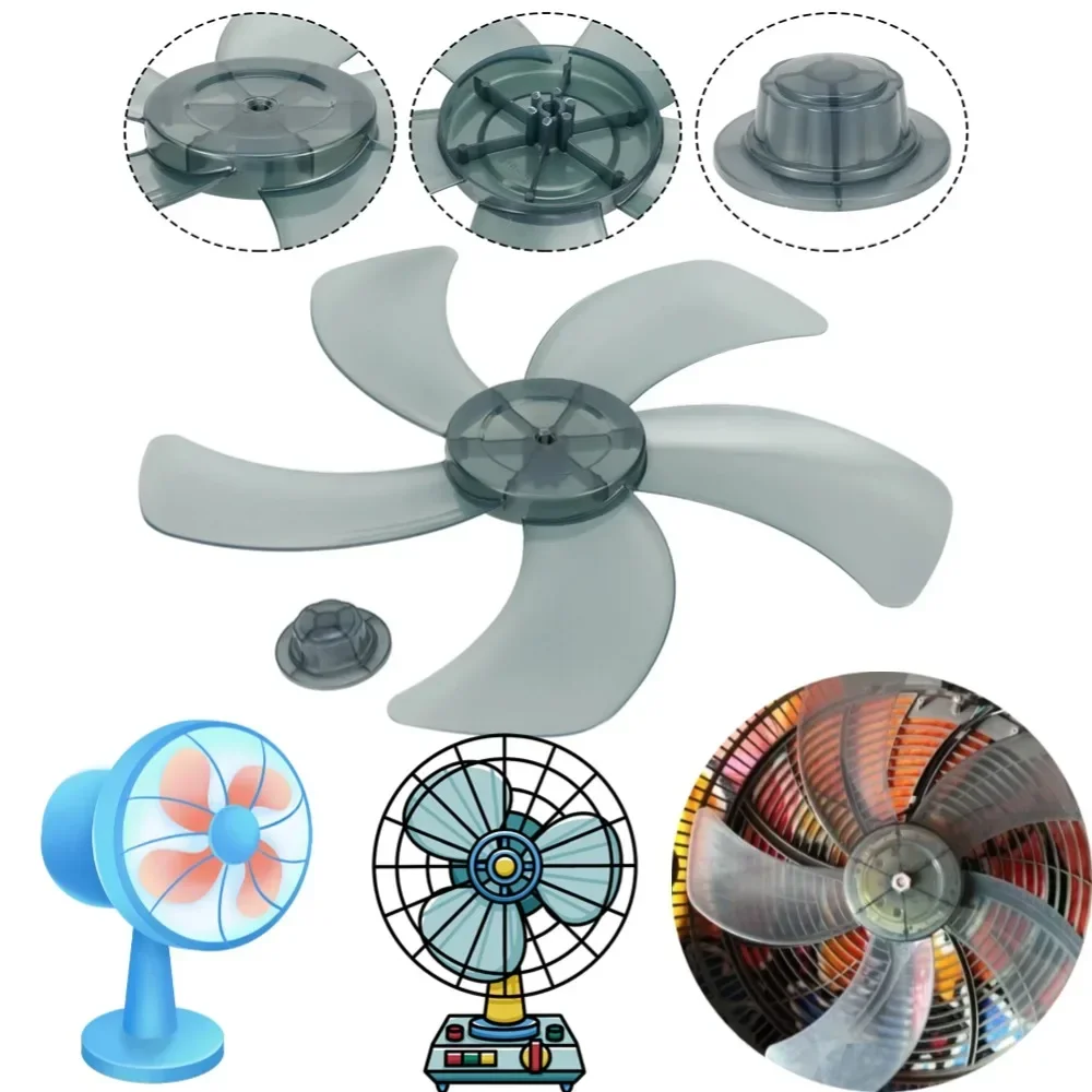 16 Inch Household Plastic Fan Blade Five Leaves With Nut Cover For Pedestal Household Fans Standing Fans Table