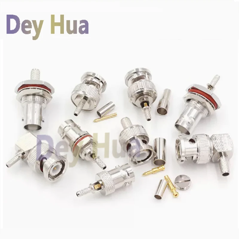 10/100PCS BNC Male cold-pressed connector All-copper video surveillance Q9 male connector Crimped with RG142/RG58/SYV50-3 cable