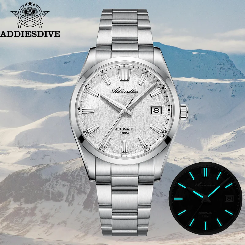 

﻿ ADDIESDIVE Dress Watch 39mm Luxury Sapphire Glass Tree Texture NH35 Automatic Mechanical Watch Waterproof Luminous Man Watch