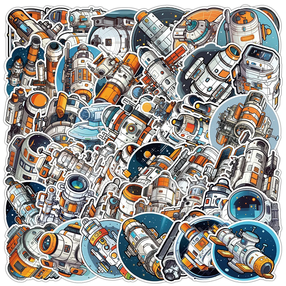 10/30/50pcs Space Station Spacecraft Graffiti Stickers Cool Cartoon Sticker Stationery Phone Laptop Diary Decals Decoration Toy