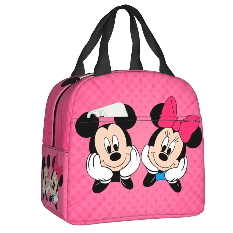 Custom Mickey Mouse Insulated Lunch Bag for Camping Travel Reusable Cooler Thermal Bento Box Food Container Tote Bags