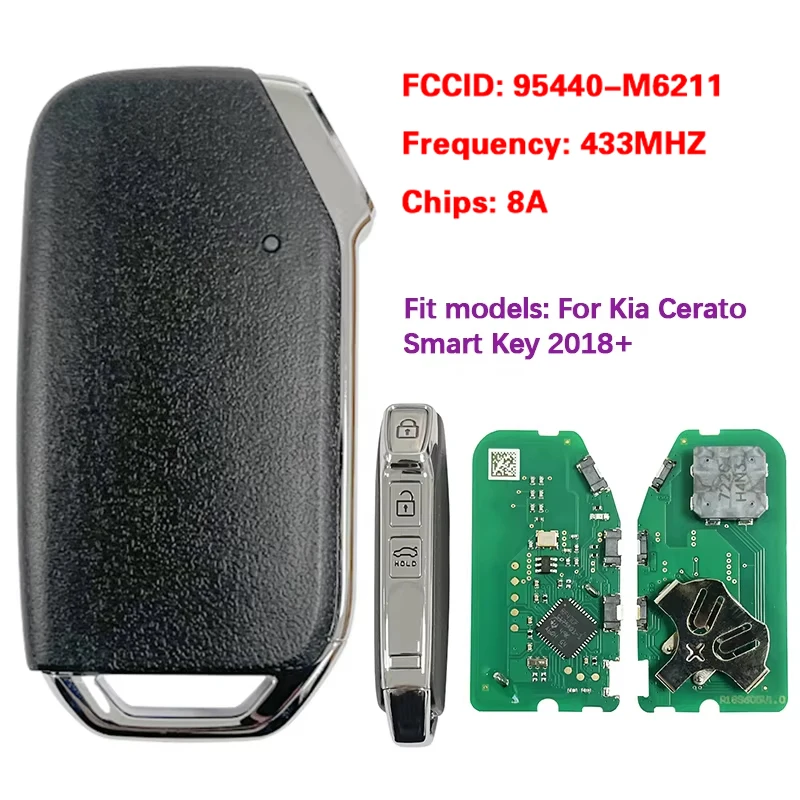 

CN 051264 Послепродажный 3-кнопочный интеллектуальный брелок управления 434 МГц 8A Чип P/N: 95440-M6211 M6210 для Kia Cerato 2019 2020