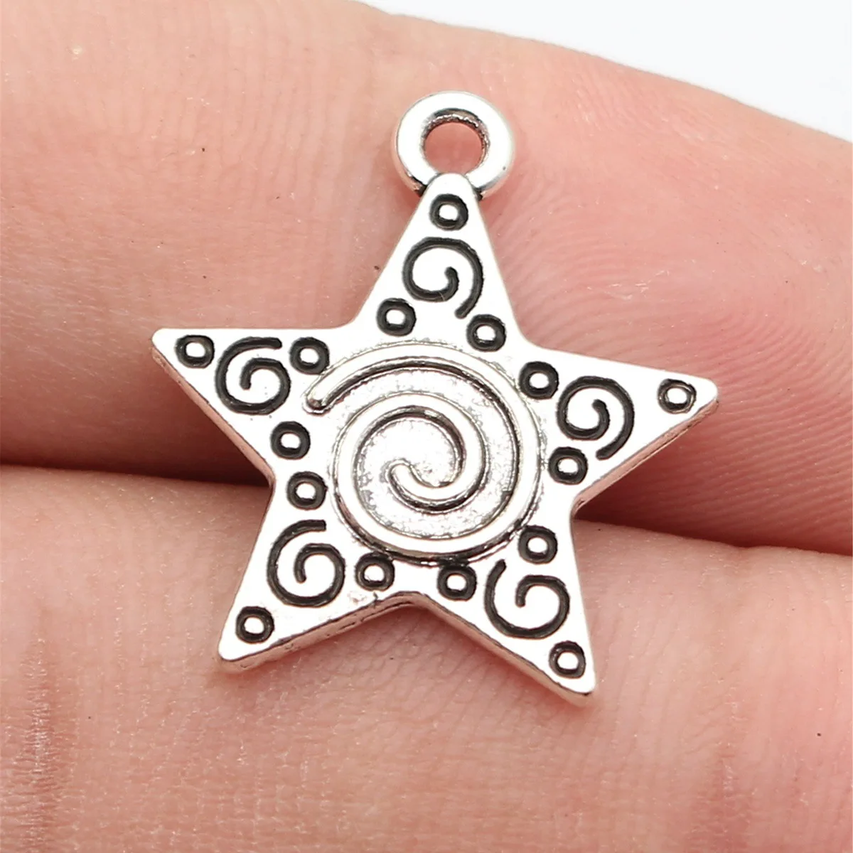 20pcs 22x19mm(0.87x0.75inch) Antique Silver Color Swirl Star Charms Pendants DIY Jewelry Making Accessories