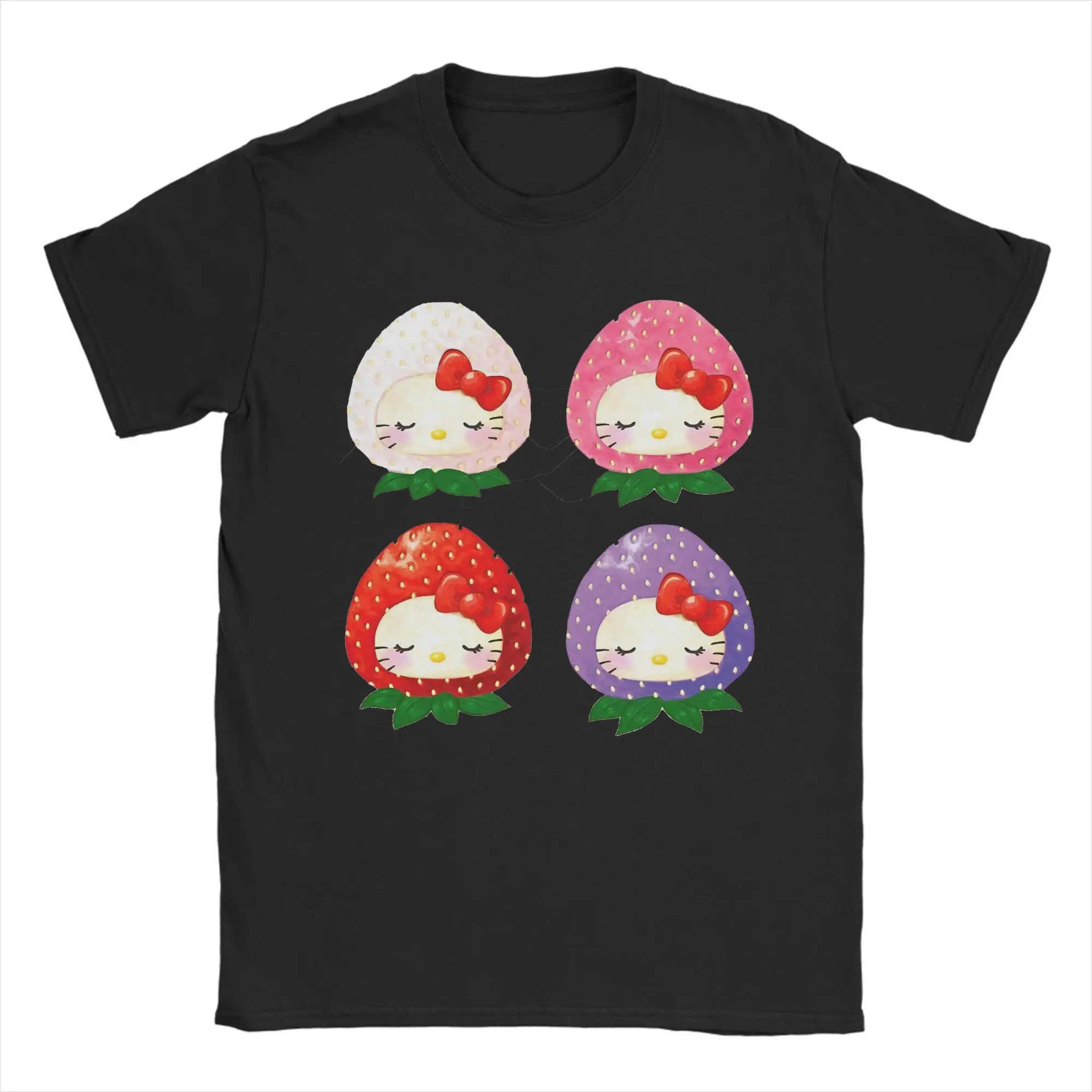 

Hello Kitty T Shirt Summer 100 Cotton T Shirts For Men's Trendy Cool Casual Tee Shirt Short-Sleeve Y2K Basic Clothing