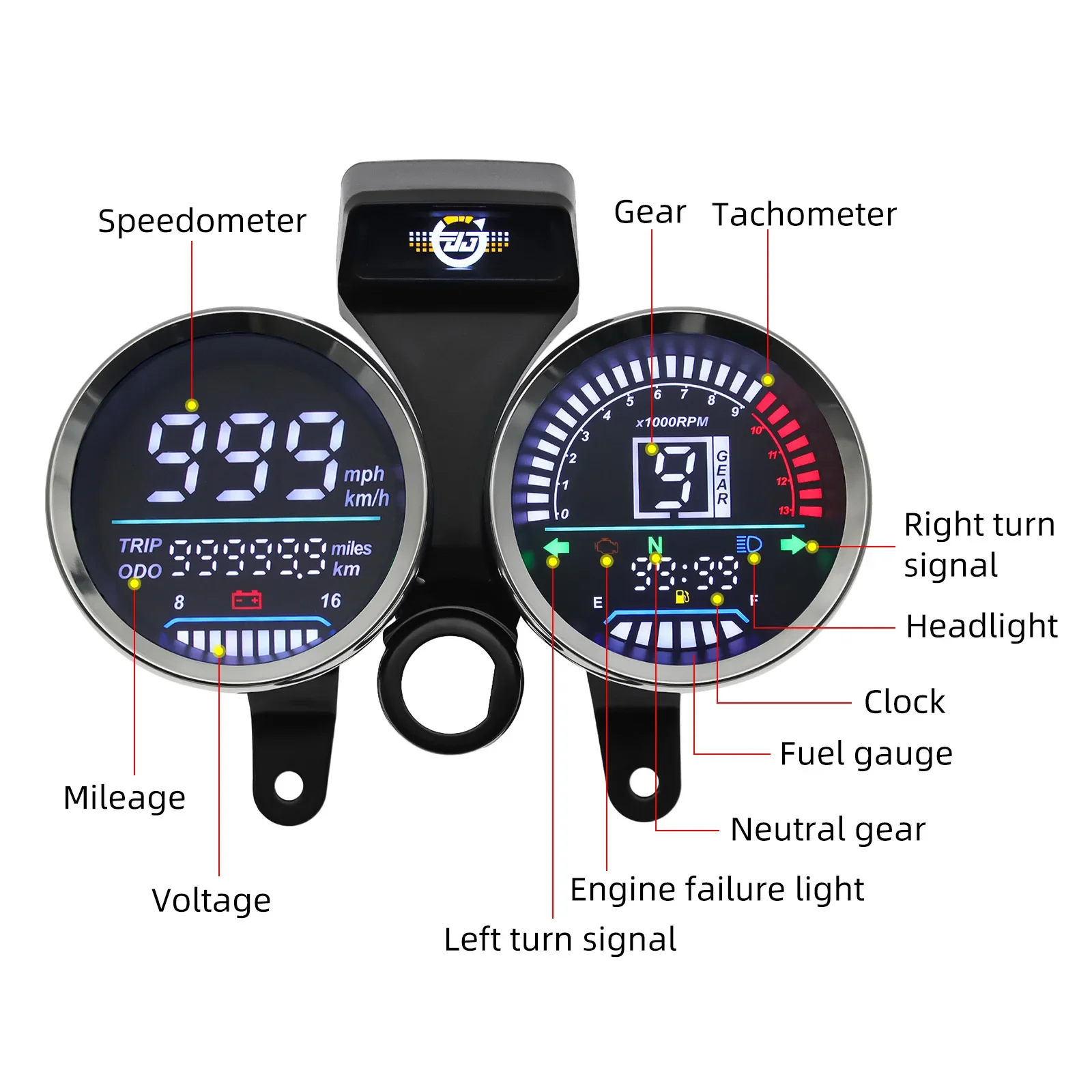 Nuevo Velocímetro de motocicleta, odómetro ybr125, LED Digital RPM, carga de teléfono USB, resistente al agua, medidor de Moto, instrumento de tablero con soporte