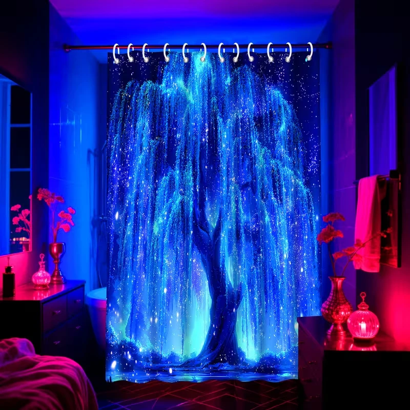 

Шторка для душа VIKAMA Starry Sky Blue Willow: Водонепроницаемая занавеска для ванной комнаты, спальни и общежития, декор для ванной, создающий уютную атмосферу