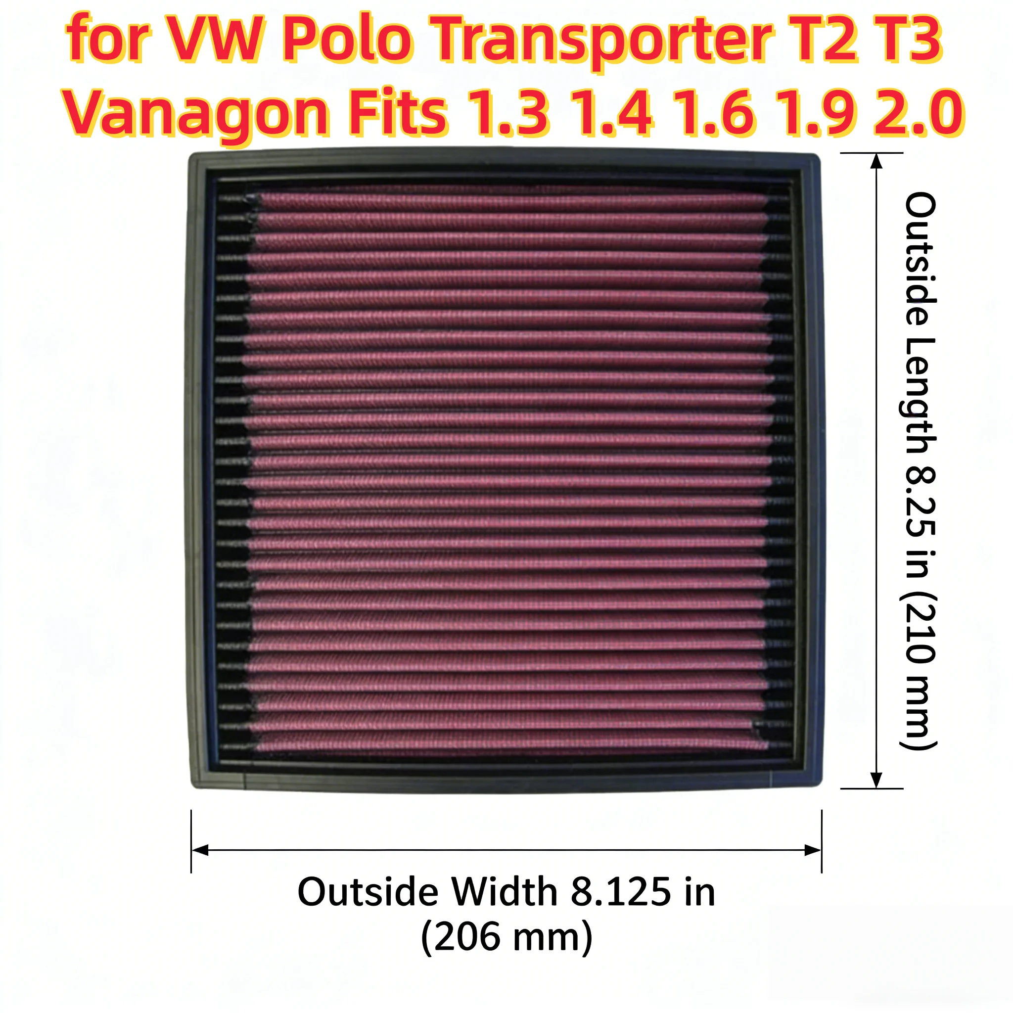 

High Flow Sport Washable Air Filter for VW Polo Transporter T2 T3 Vanagon Fits 1.3 1.4 1.6 1.9 2.0 33-2003 Increase Engine Power