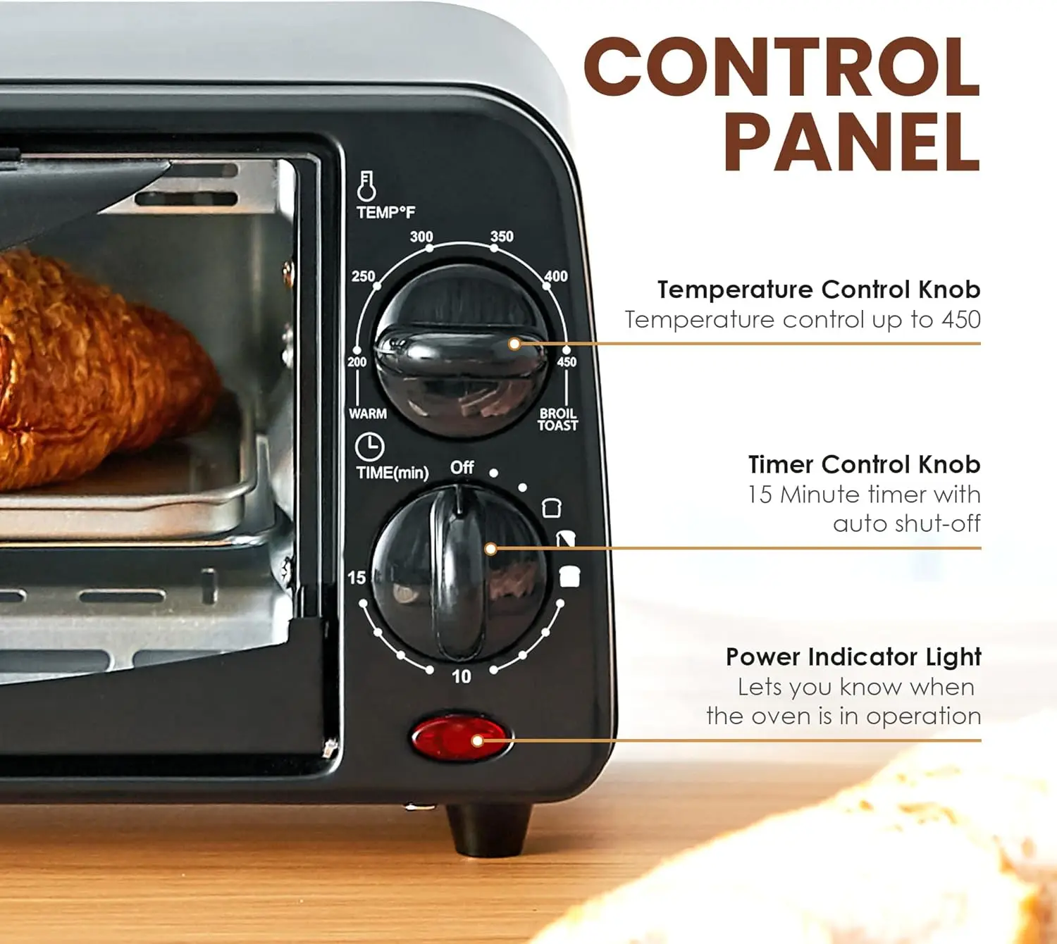 2 Slice Countertop Toaster Oven with 15 Minute Timer Includes Pan and Wire Rack