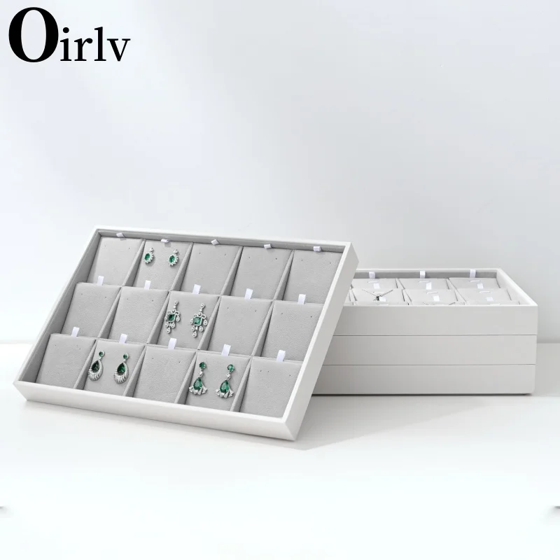 Oirlv Soft Velvet Stackable Jewelry Tray Case Jewelry Display Storage Box Portable Ring Earrings Necklace Organizer Box Jewelry