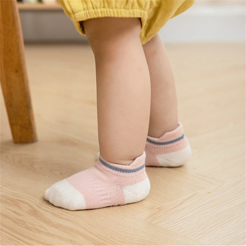 5 Pairs/Set Cute Baby Socks Glued Non Slip Low Top Socks For Infants Color Matching Kids Socks Baby Girl and Boys