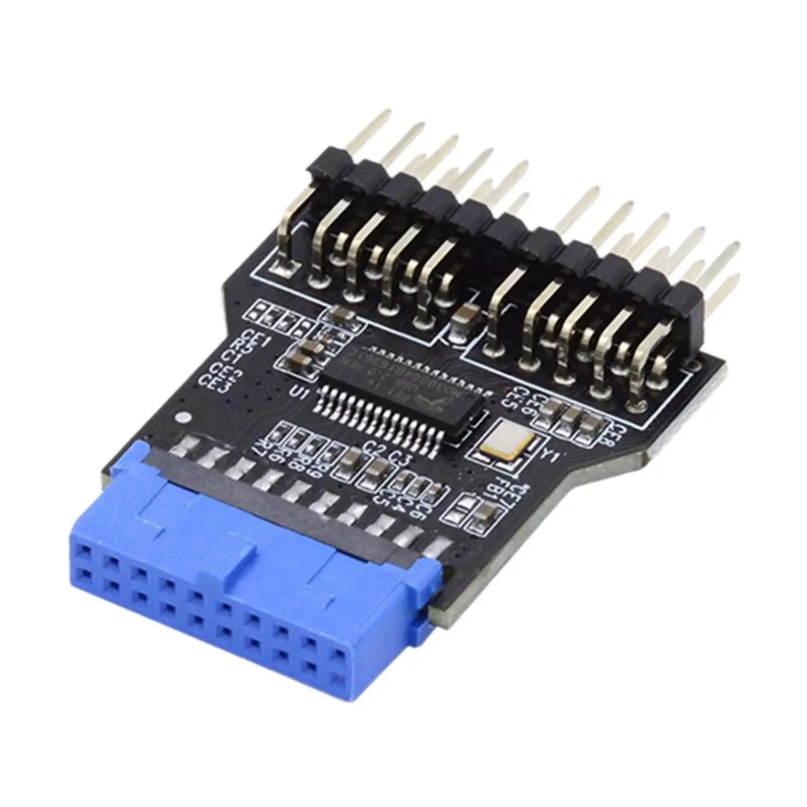 USB Hub Extension Adapter Port Multiplier 19pin USB 3.0 to Double USB 2.0 9pin Female Header Connector for Computer
