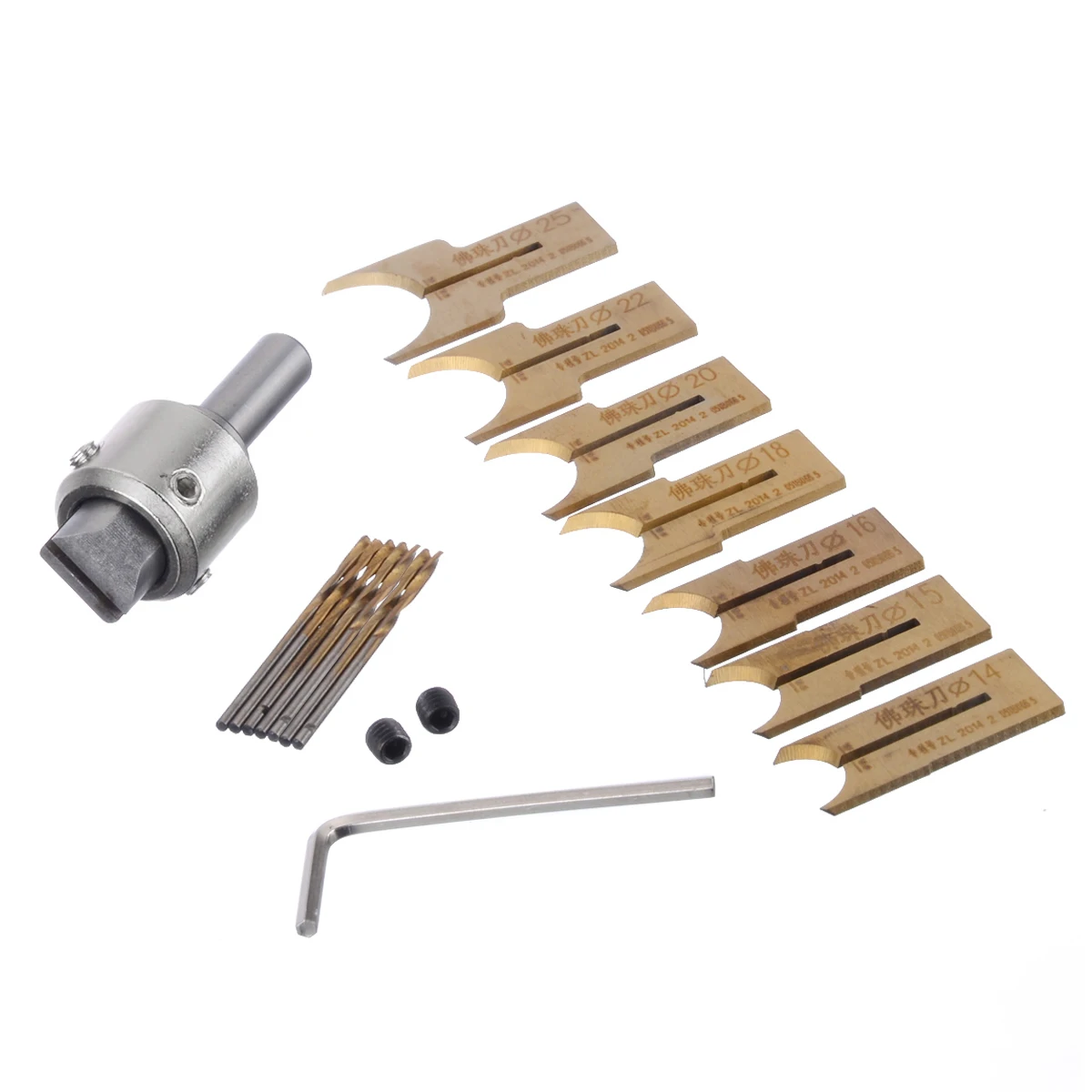 16pcs/set Carbide Ball Blade Woodworking Milling Cutter Molding Tool Beads Router Bit Set 14-25mm DIY Beads Making