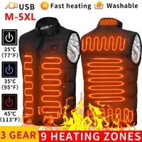 Unisex 9-Zone Graphene Heated Vest – USB-Powered Electric Jacket, 3 Temp Settings for Camping & Sports
